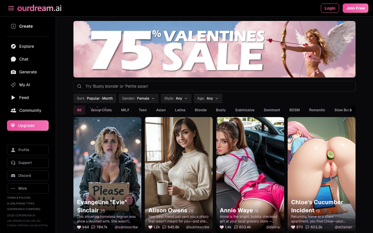 OurDream AI — new AI companion platform with image, video, and voice