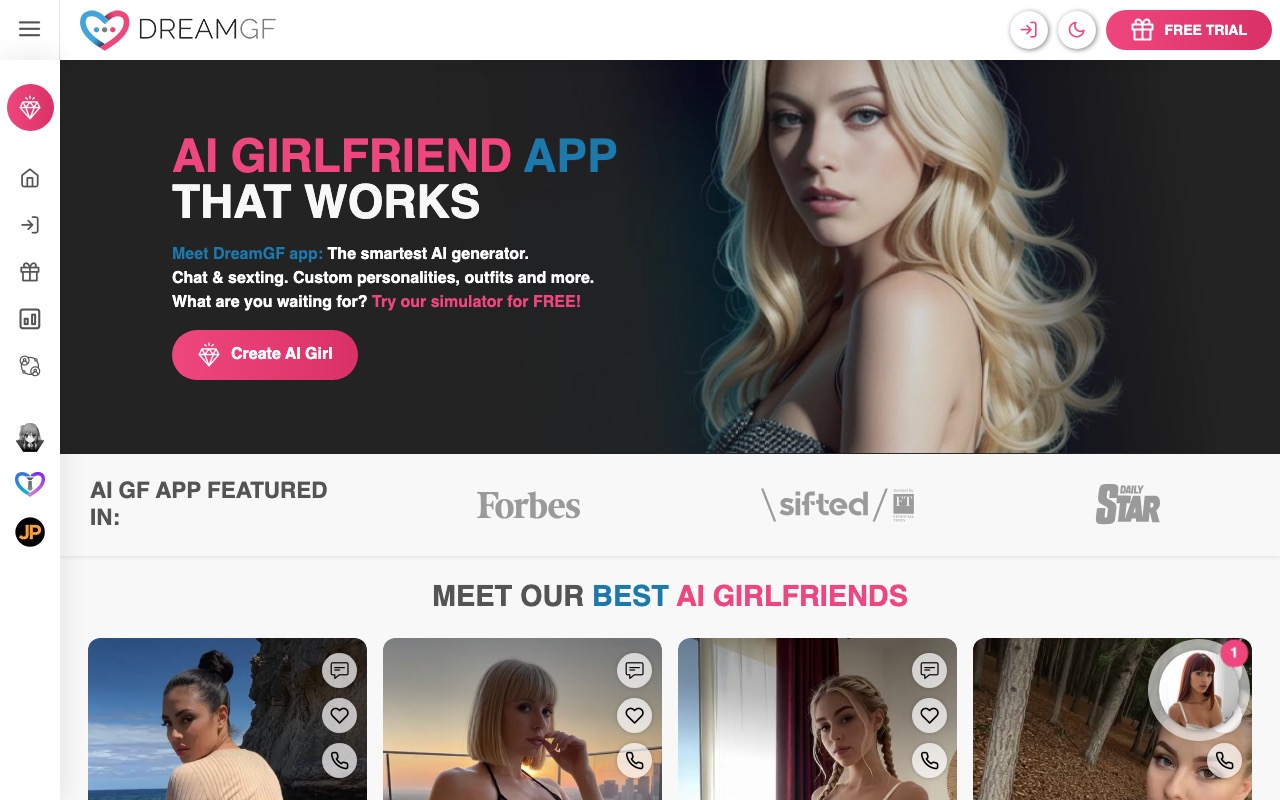 DreamGF — AI girlfriend generator with visual customization