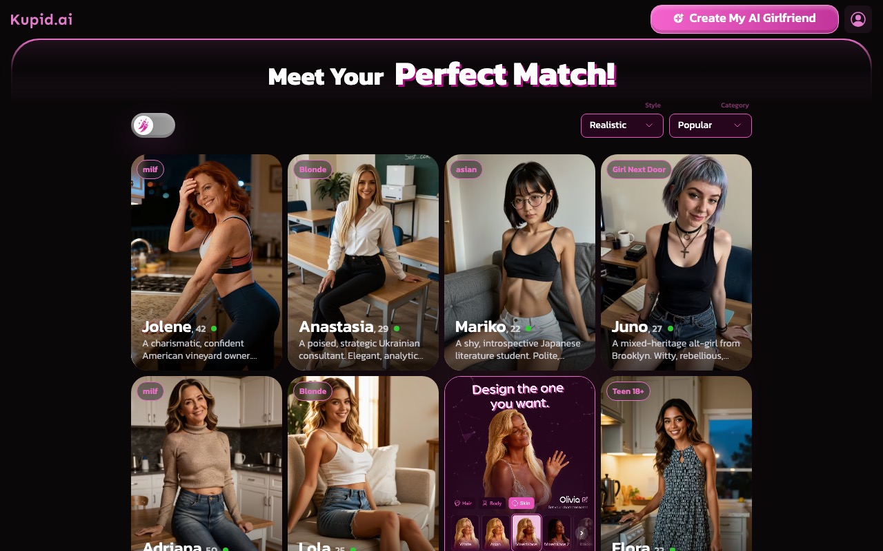 Kupid AI — AI girlfriend platform with new user discounts