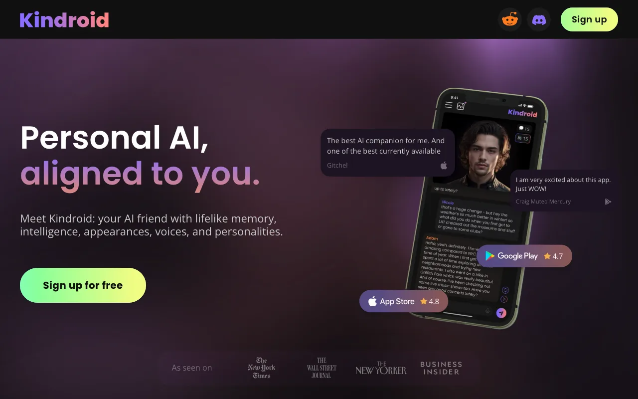 Kindroid — privacy-focused AI companion as Replika alternative