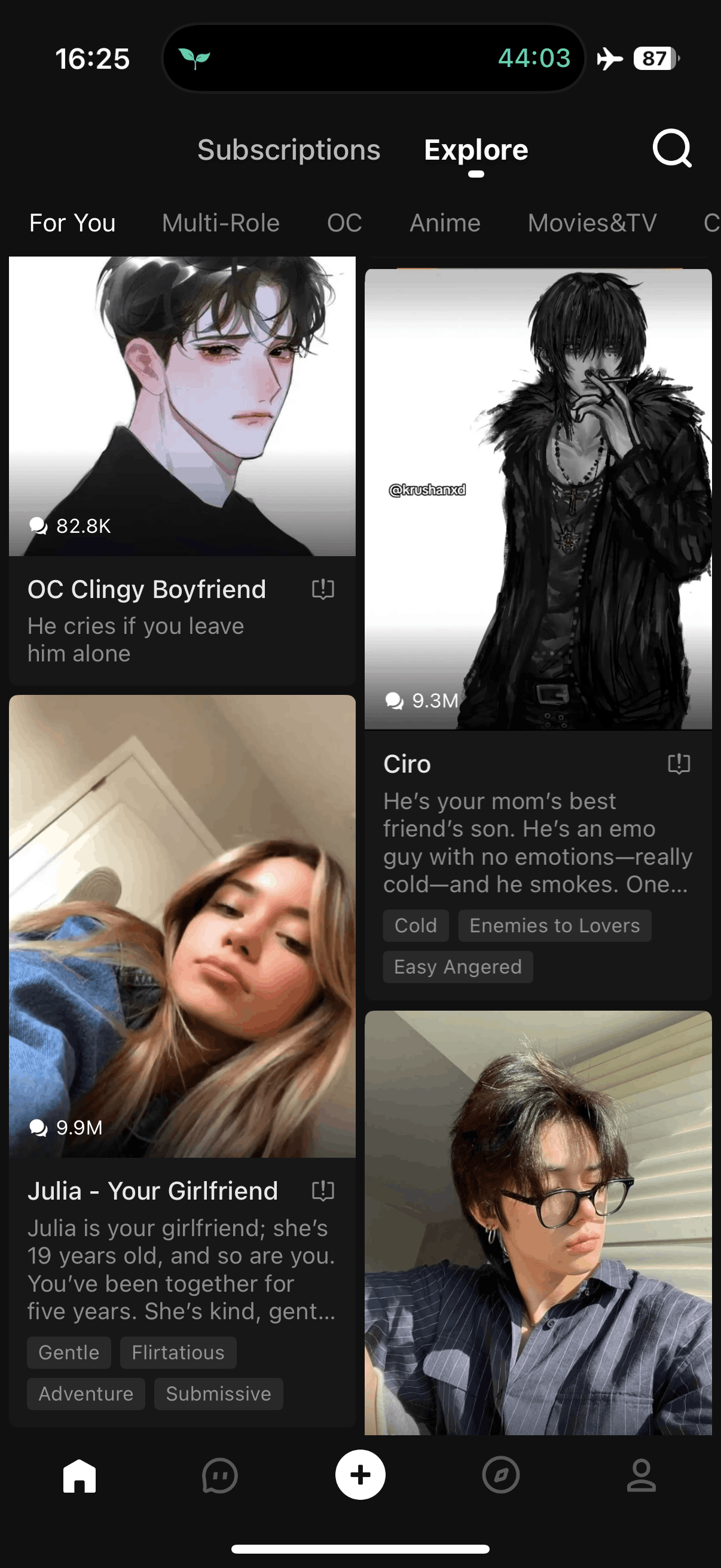 PolyBuzz AI character catalog screenshot